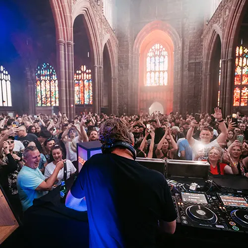DJ John Digweed and 360º Party goers at Manchester Cathedral